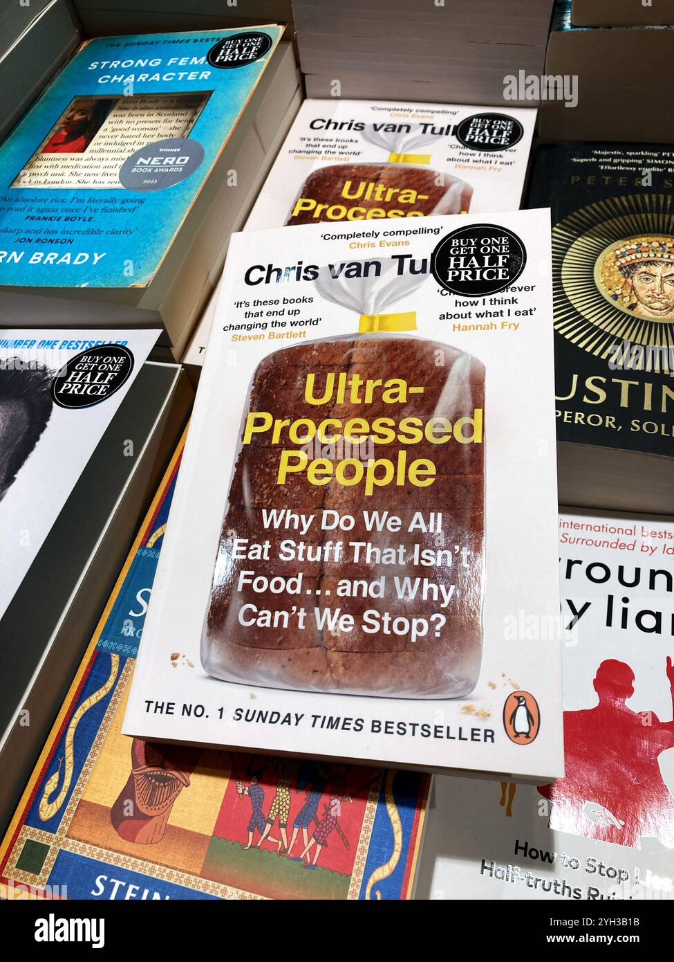 Ultra-Processed People: Why Do We All Eat Stuff That Isn’t Food … and Why Can’t We Stop? by Chris van Tulleken, in a book shop display - Smartphone Captured Stock Image