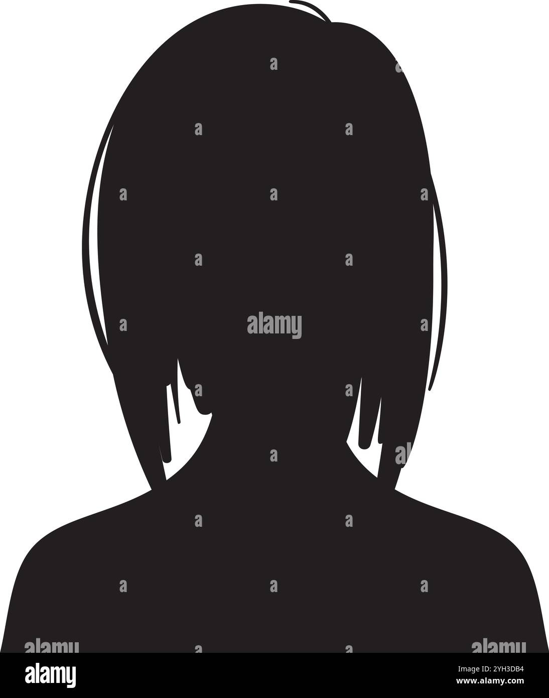 Generic Female Stock Black silhouette of a woman with short hair, facing forward ...
