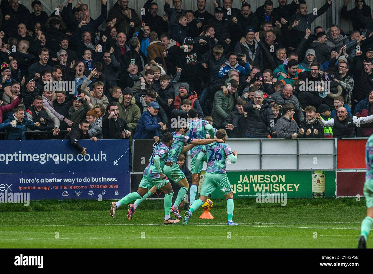 Carlisle United's Ben Barclay scores his side's first goal of the game and celebrates with team mates during the Sky Bet League 2 match between Salford City and Carlisle United at The Peninsula Stadium, Salford on Saturday 9th November 2024. (Photo: Ian Charles | MI News) Credit: MI News & Sport /Alamy Live News Stock Photo