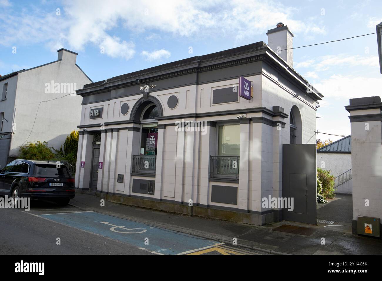 aib bank building former munster and leinster bank and before that townhouse main street ballinrobe, county mayo, republic of ireland Stock Photo