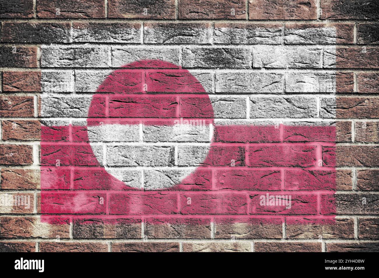 Greenland flag painted on brick wall Stock Photo - Alamy