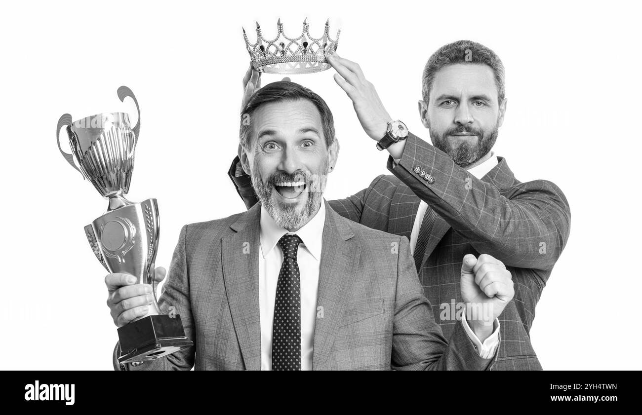 Champion businessman rewarded success Black and White Stock Photos ...