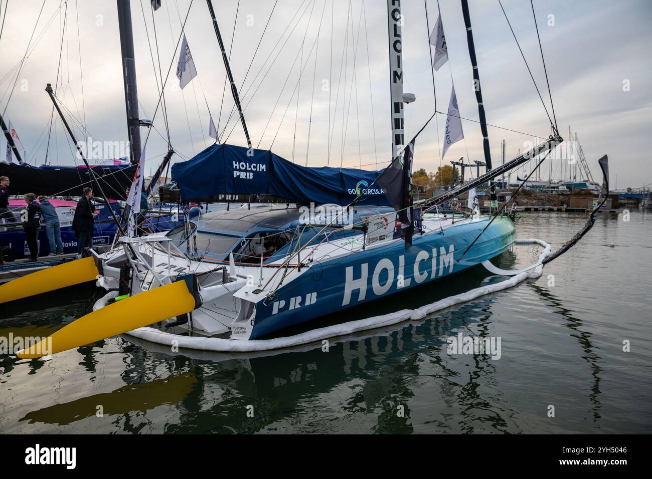 Nicolas Lunven (Holcim - PRB) boat on the Vendee Globe 2024 pontoon on ...