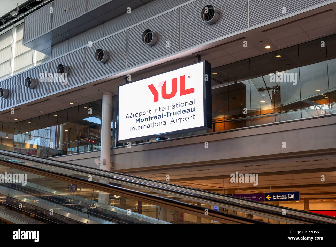 The YUL signage is seen at Montreal-Trudeau International Airport in