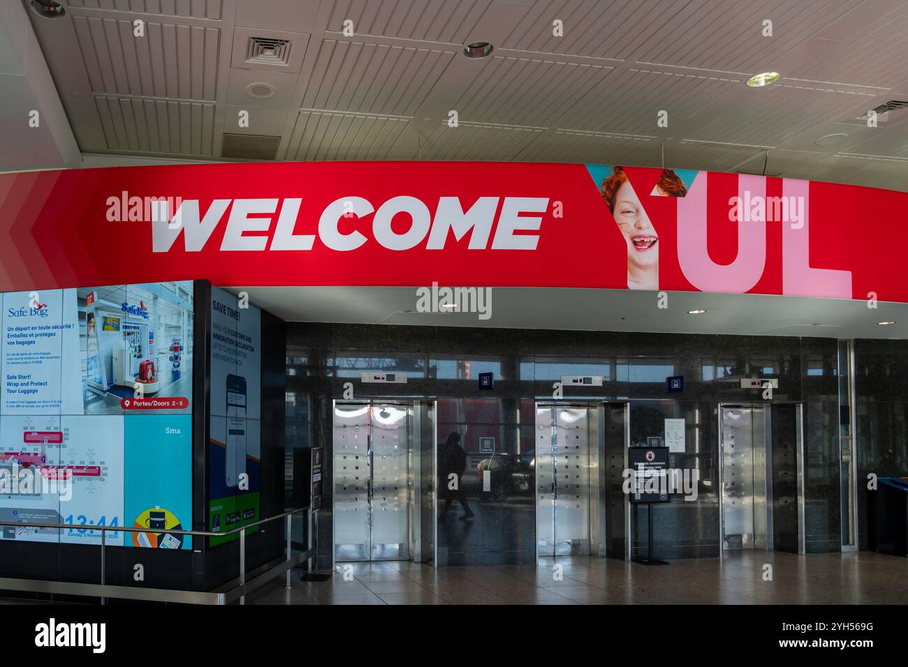 The YUL welcome sign is seen at Montreal-Trudeau International Airport