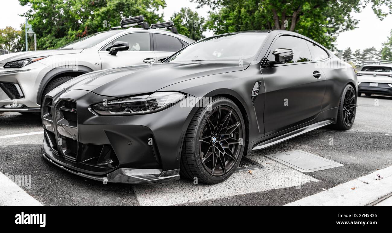 Seattle, WA, USA -July 22, 2024: Matte Black BMW M4 Competition. BMW ...