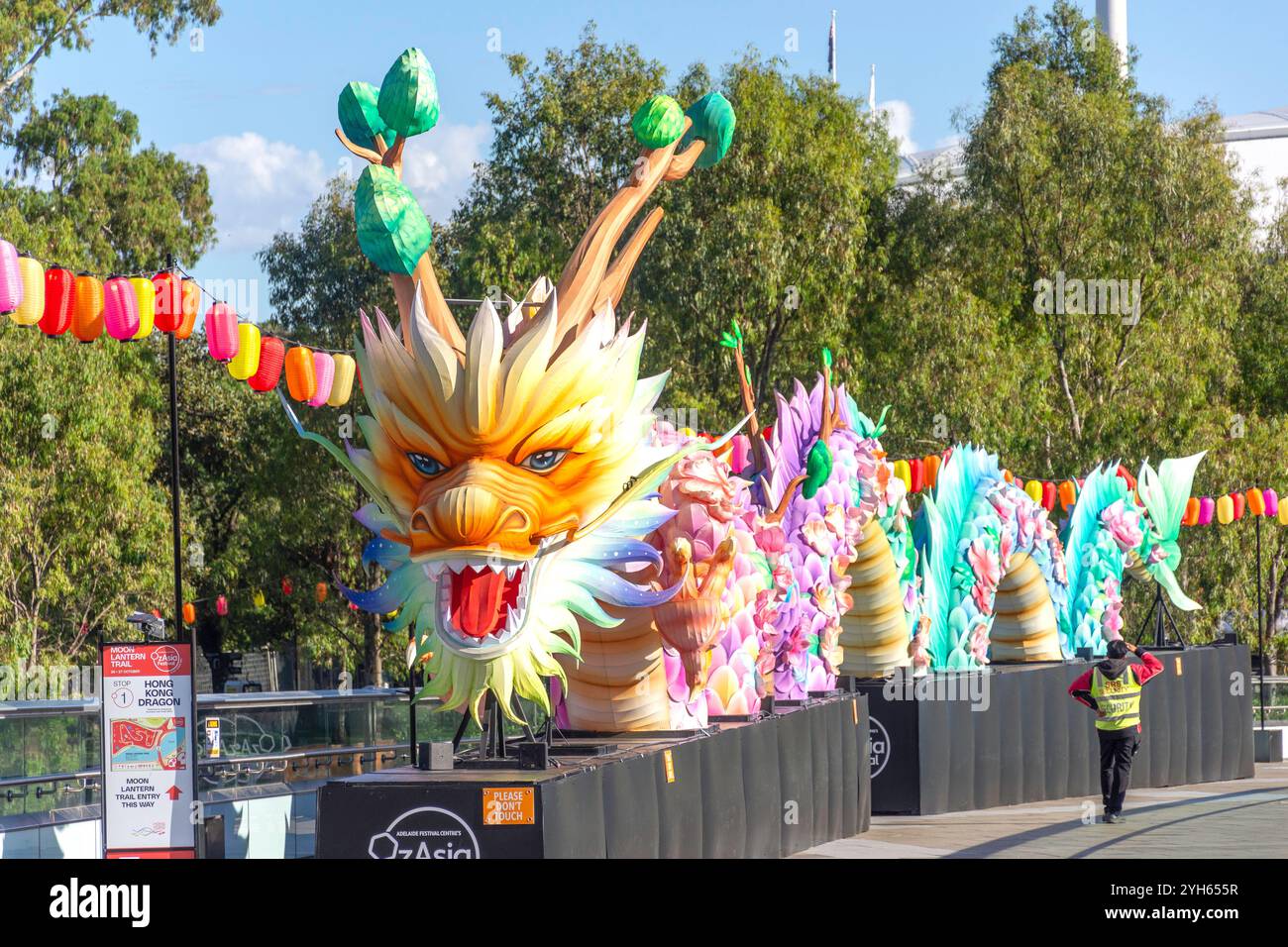 Oz Asia Festival Hong Kong Dragon on The Riverbank Precinct Pedestrian Bridge, Adelaide, South Australia, Australia Stock Photo