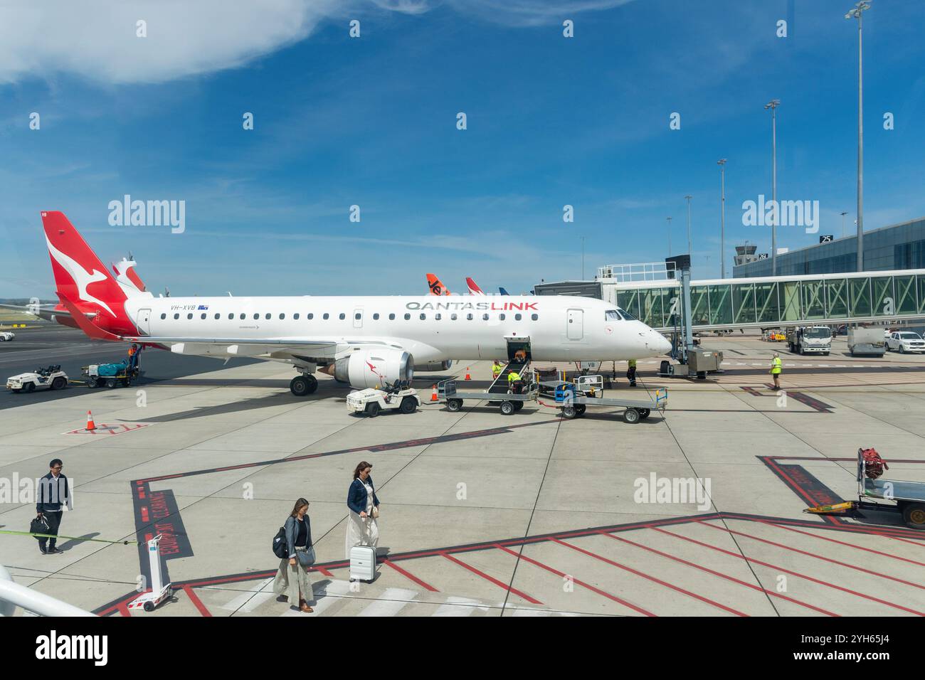 QantasLink  Embraer ERJ-190AR aircraft at  Main Terminal,  Adelaide Airport, Adelaide, South Australia, Australia Stock Photo