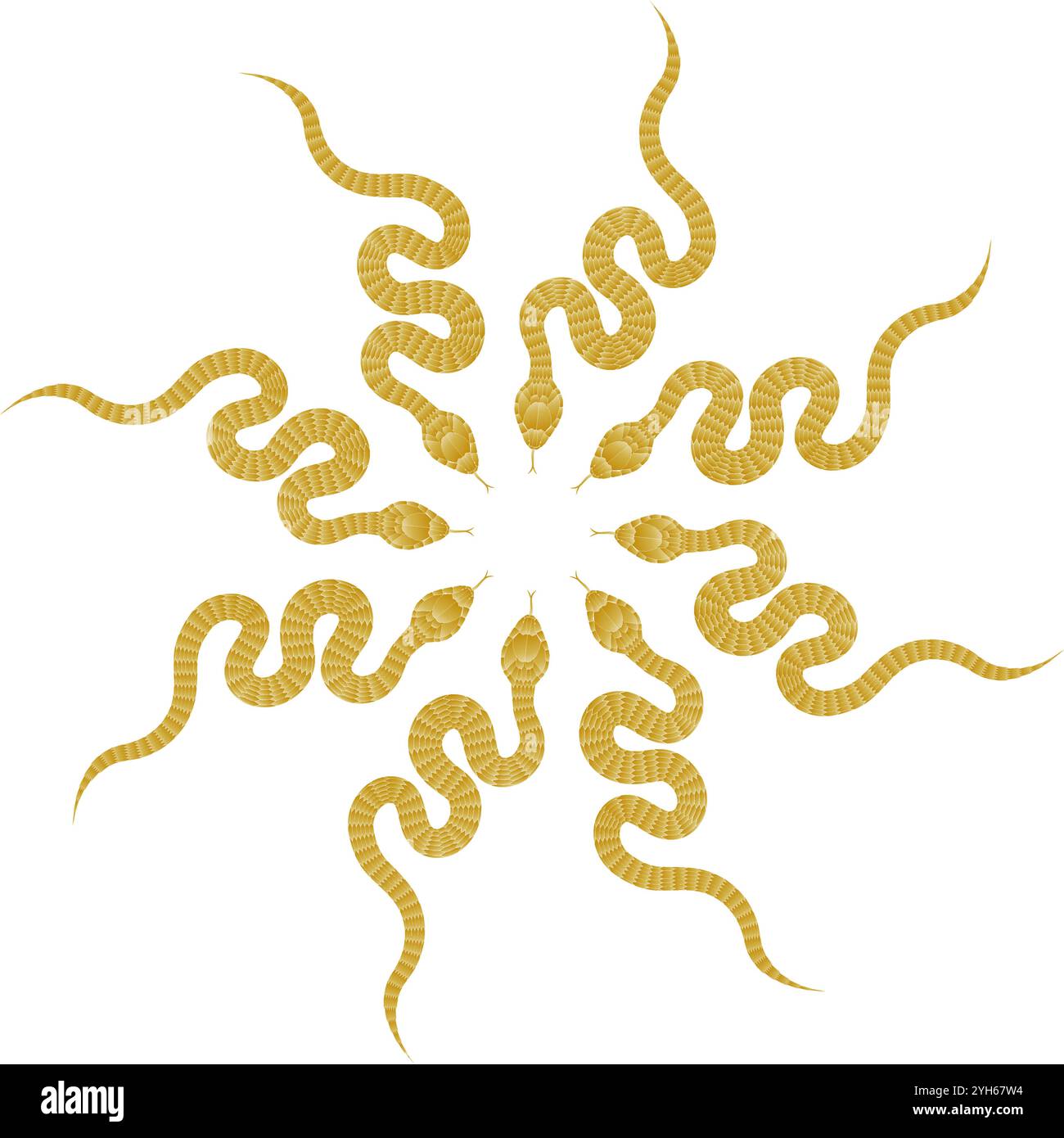 Composition of golden snake pattern on white background Stock Vector ...