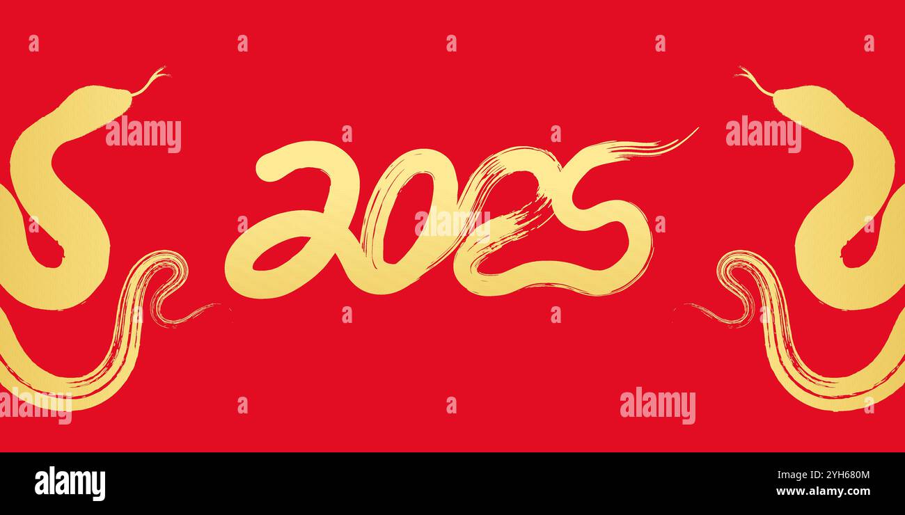 2025 Year of the Snake New Year red cover Stock Vector