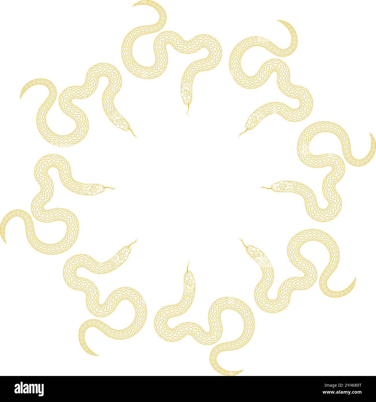 Composition of golden snake pattern on white background Stock Vector ...