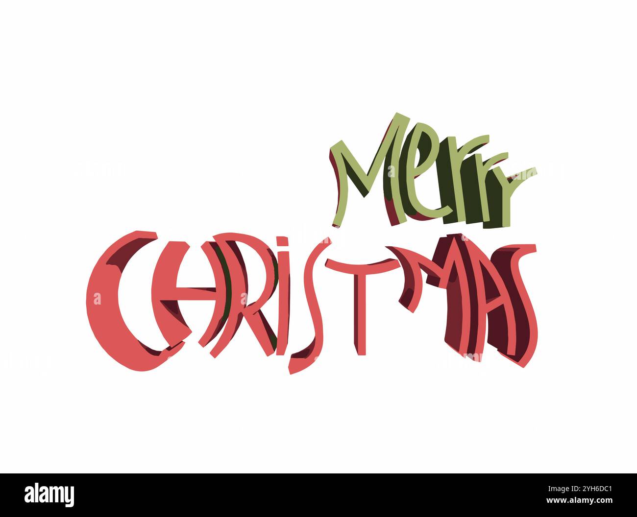 Merry Chishtmas Text 3D Rendering Typography Graffiti Logo Symbol Stock Vector