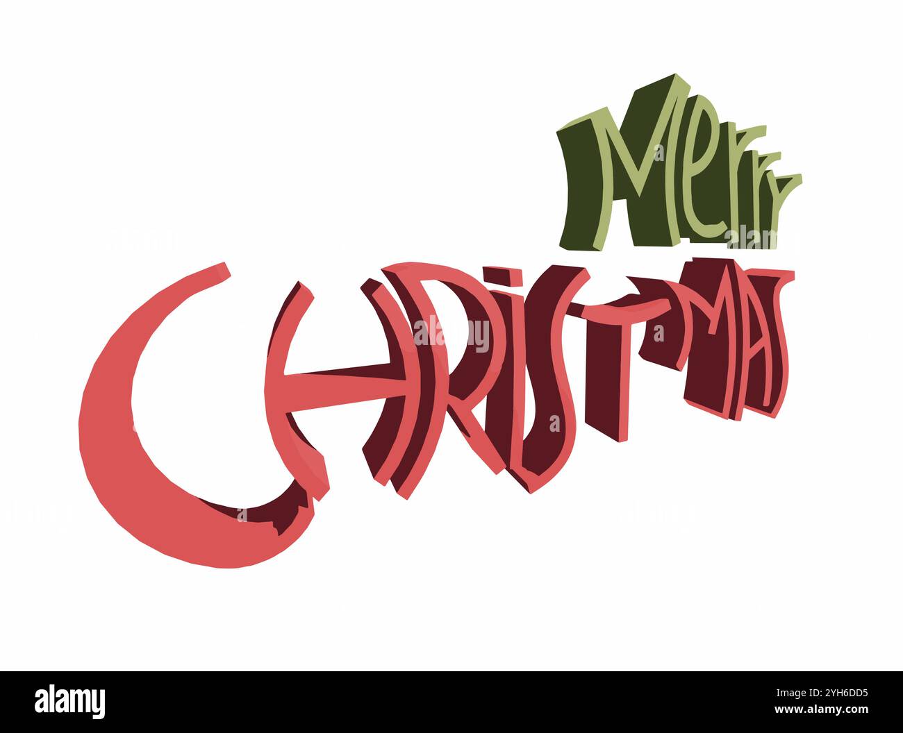 Merry Chishtmas Text 3D Rendering Typography Graffiti Logo Symbol Stock Vector