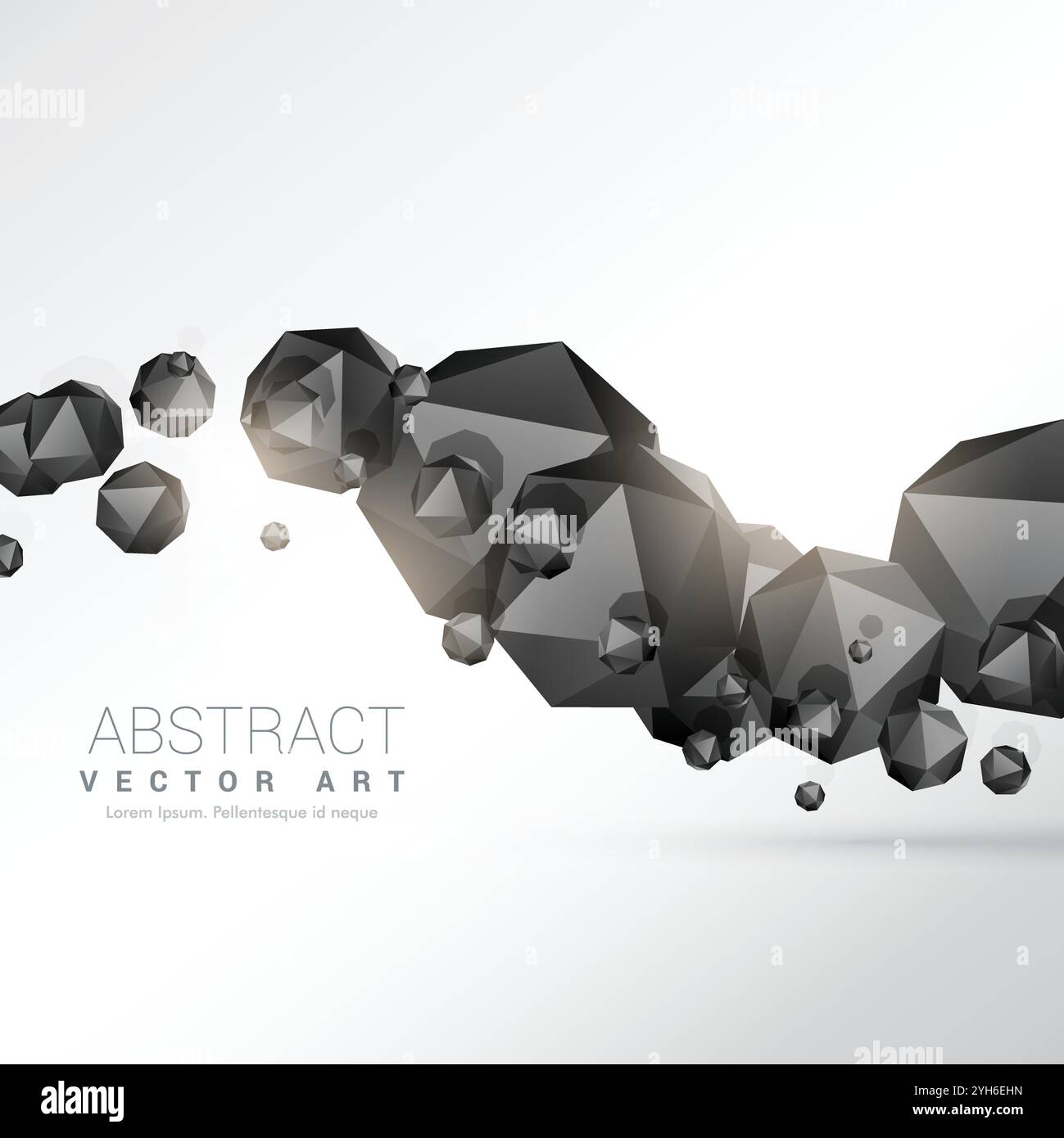 abstract floating black polyhedron shapes 3d objects Stock Vector Image ...