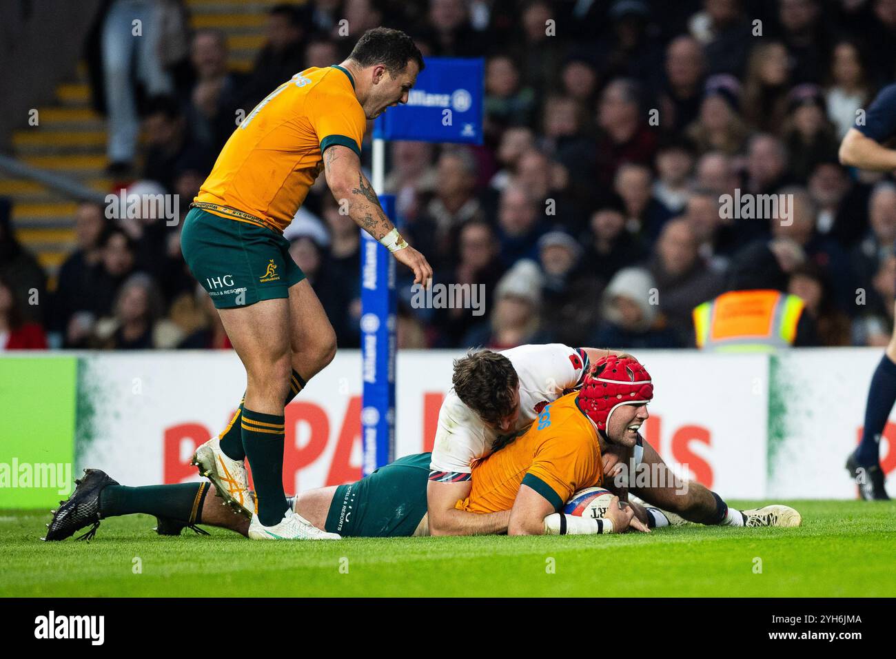 Simon Wilson Rugby Harry Wilson of Australia scores his sides second try during the Autumn ...