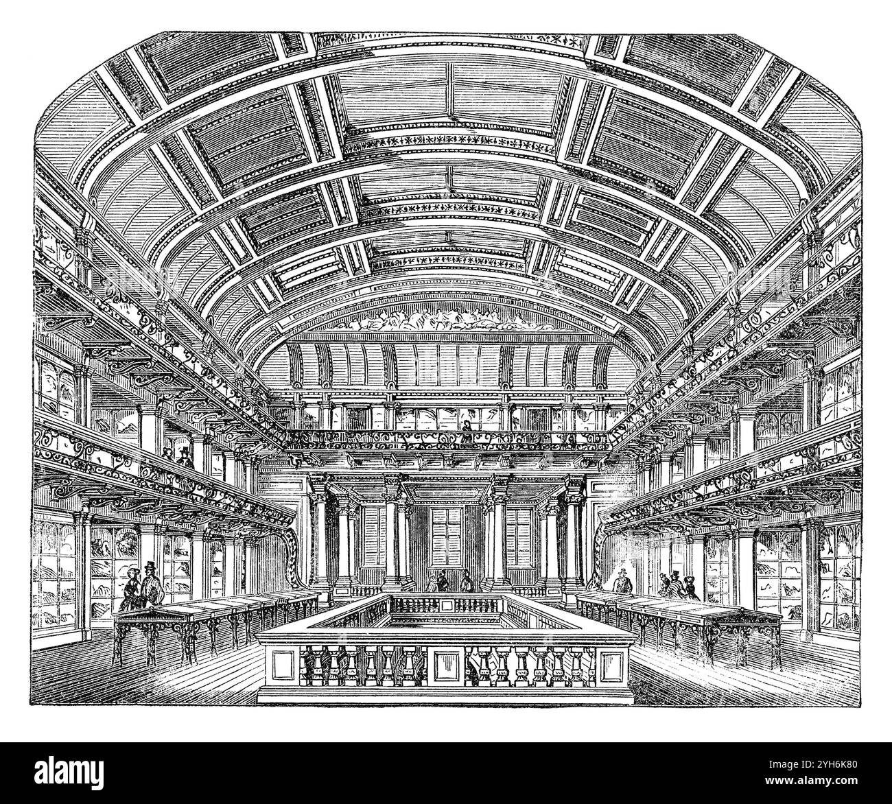 Vintage 1854 engraving of the Museum of Practical Geology in Jermyn Street, London. It is now the Geological Museum, and forms part of the Natural History Museum. Stock Photo