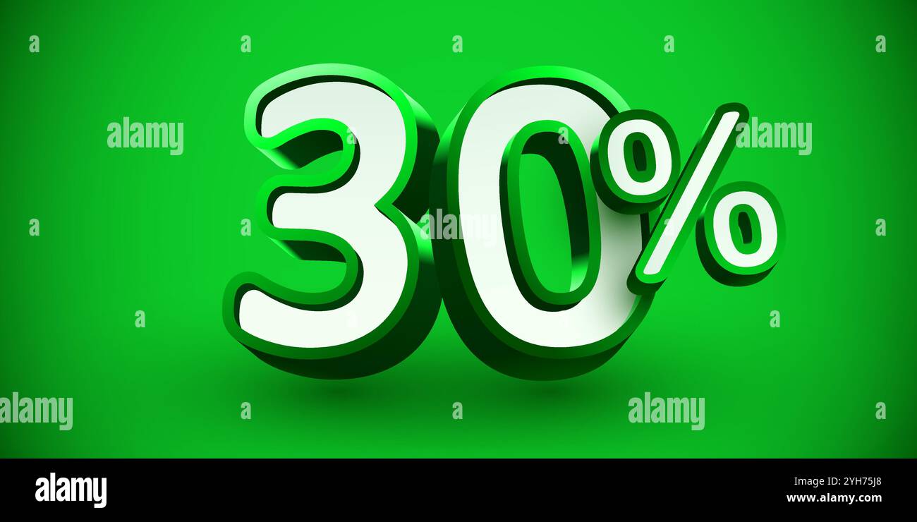 30 percent Off. 3d number 30. Sale banner. Vector illustration Stock ...