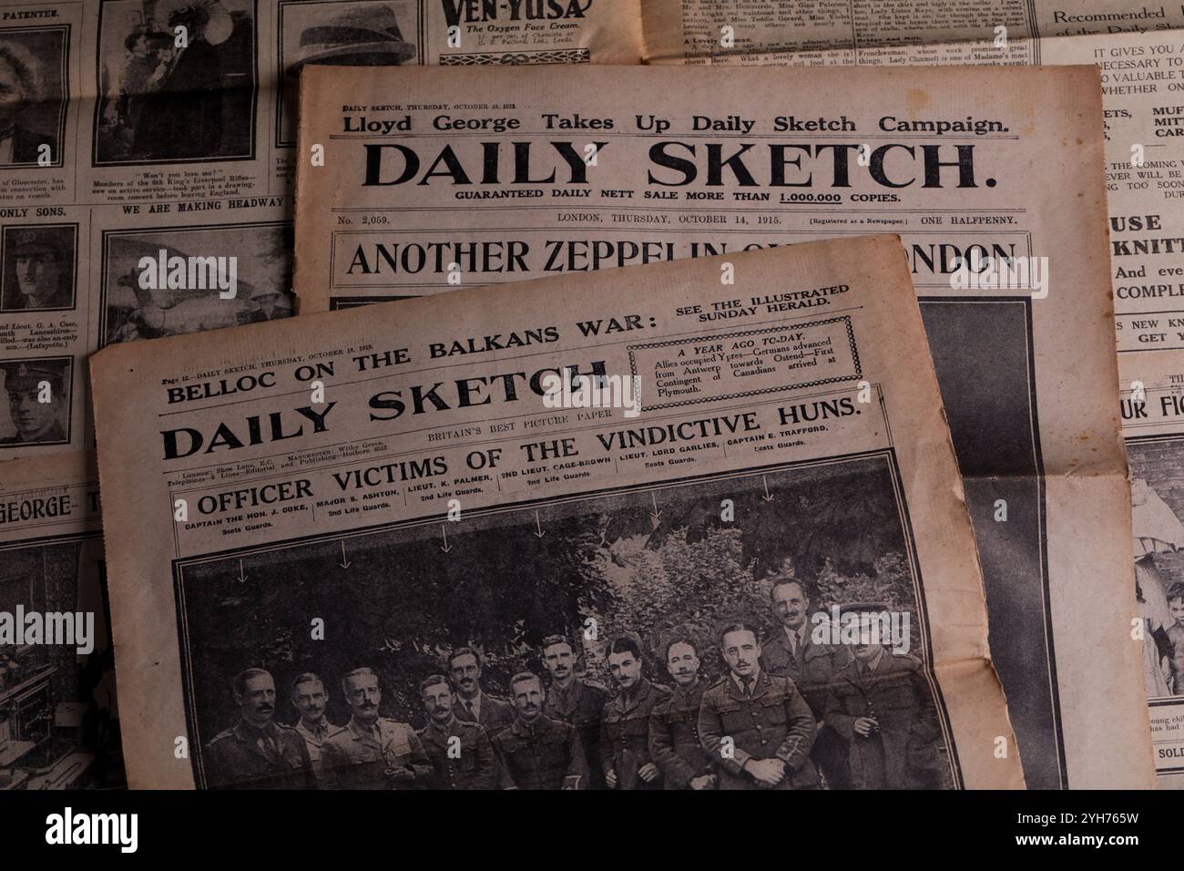 Gaziantep, Turkey. Old copies of the British Daily Sketch newspaper ...