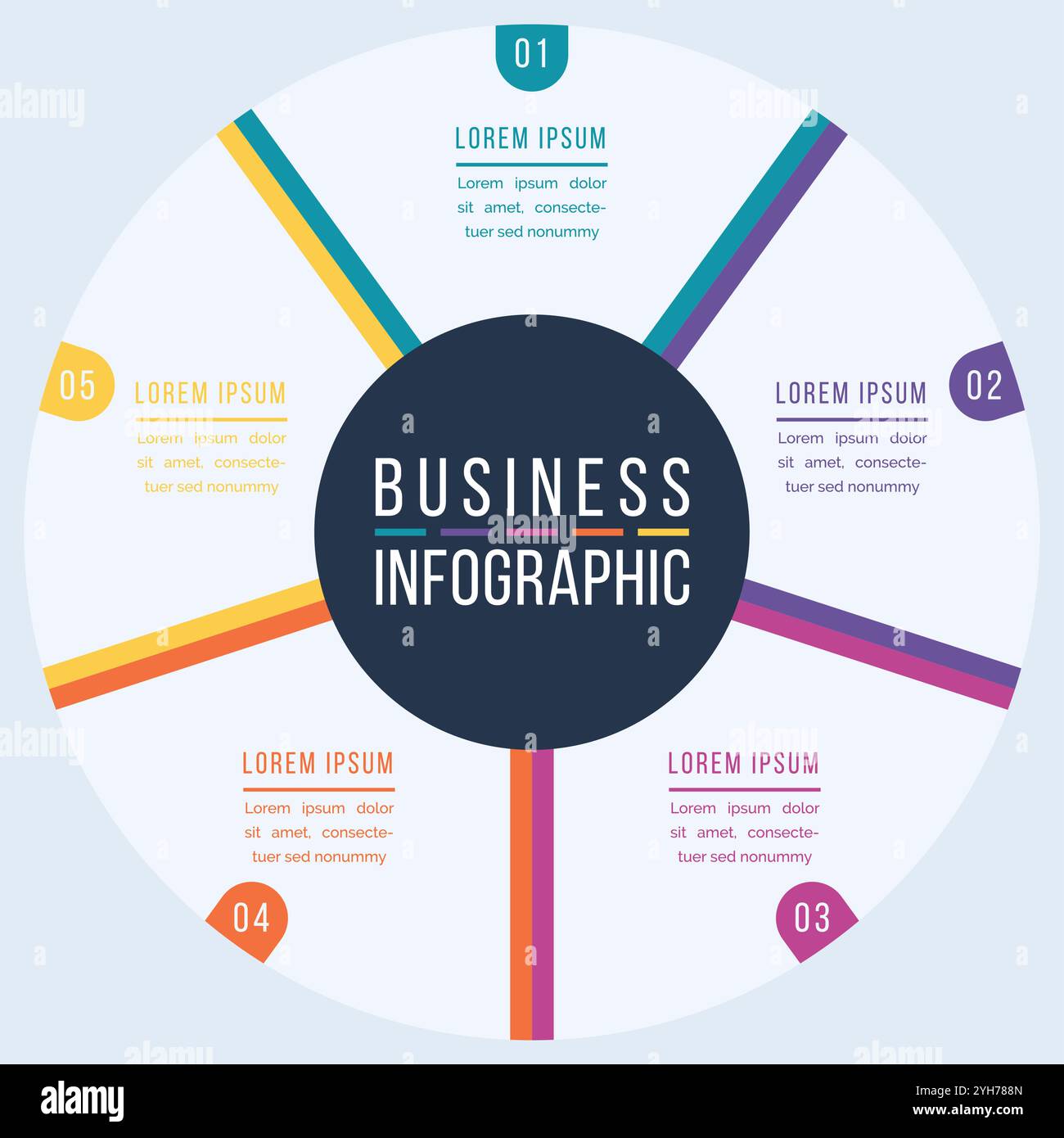 Circle business Infographic design 5 steps, objects, elements or ...