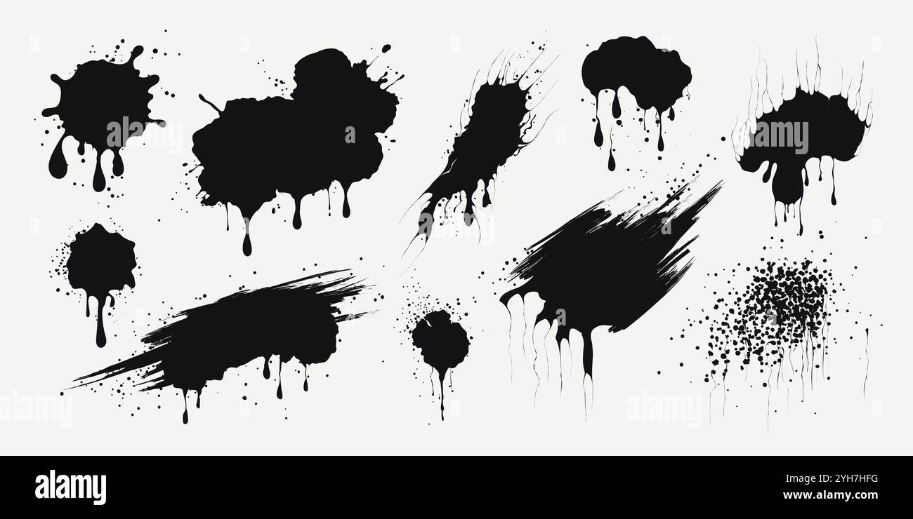 Black ink drops. Isolated paint splashes Stock Vector Image & Art - Alamy
