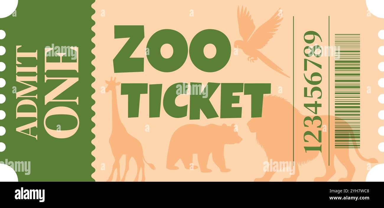 Zoo ticket admit one animals Stock Vector Image & Art - Alamy