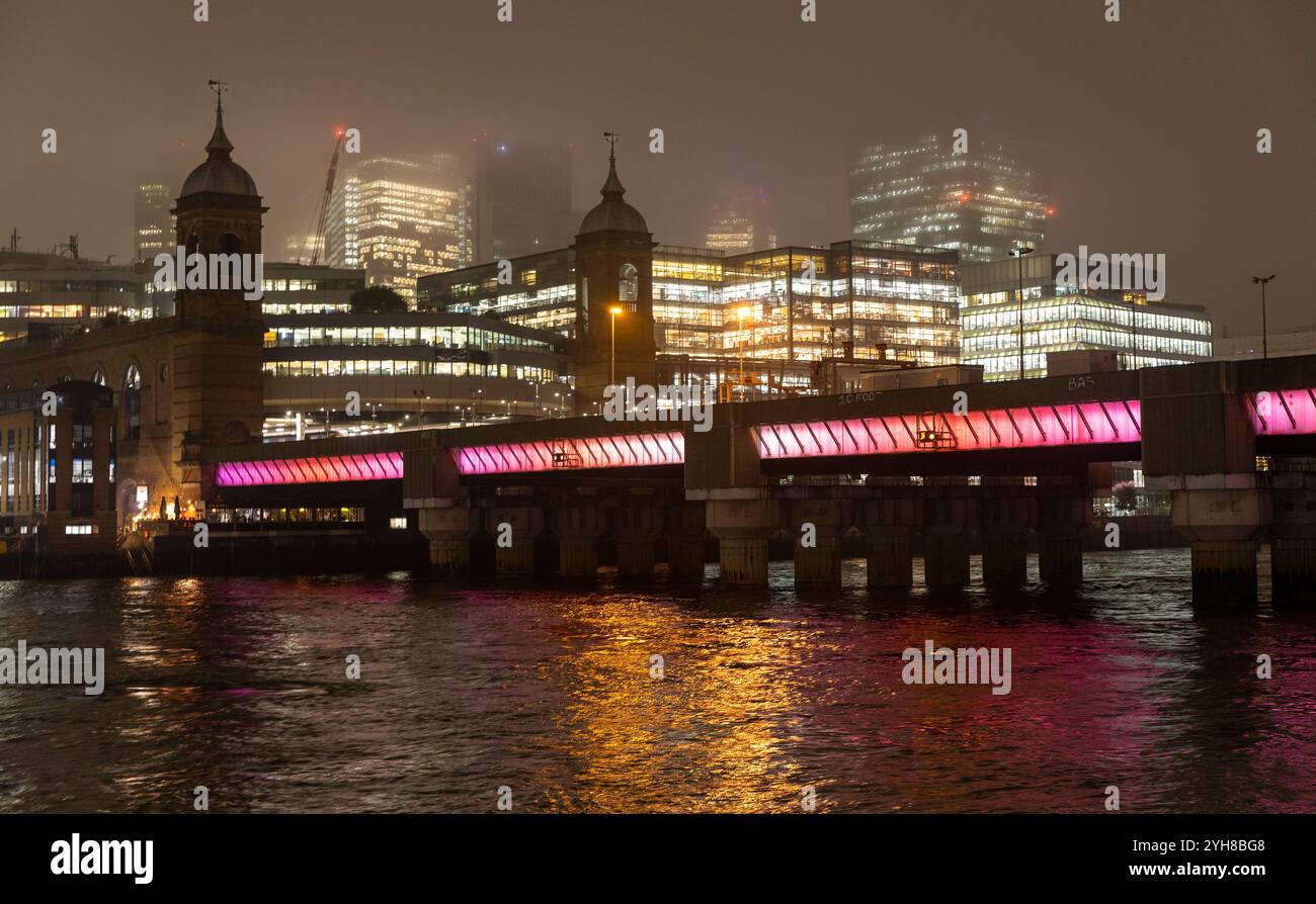 Cannon Street railway bridge crossing the River Thames, London Stock Photo