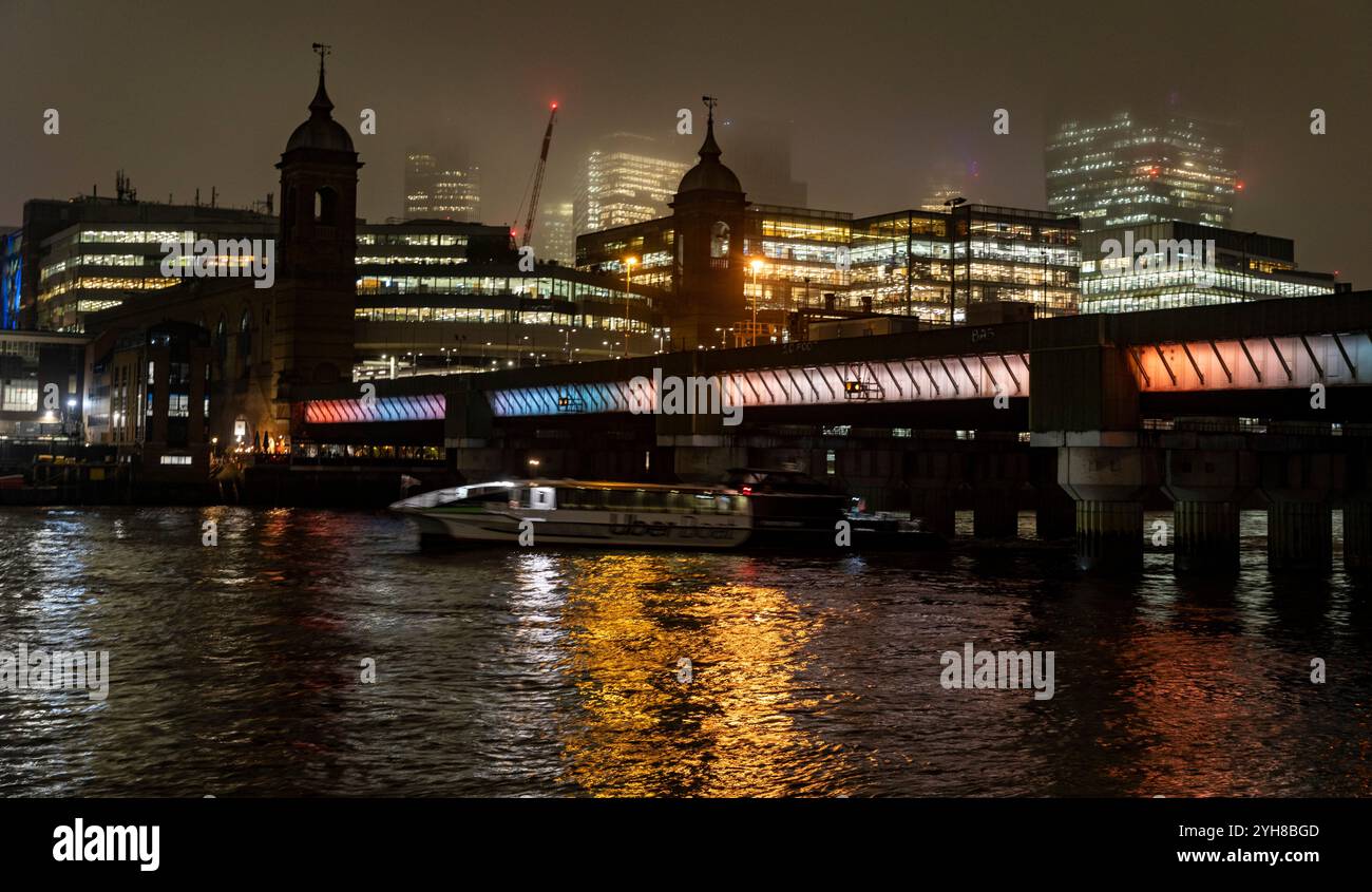 Cannon Street railway bridge crossing the River Thames, London Stock Photo