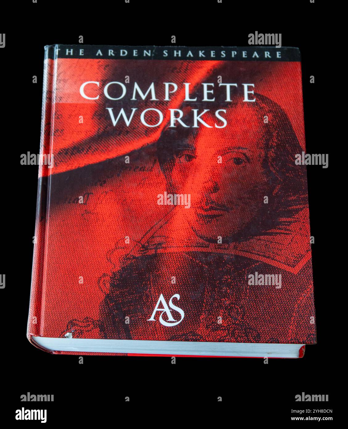 The Arden book Complete works of William Shakespeare isolated on black background. Copenhagen, Denmark - November 10, 2024. Stock Photo