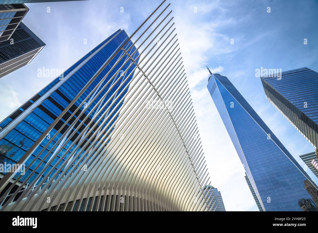 New York City downtown skyscrapers and landmarks street view, United States of America Stock Photo