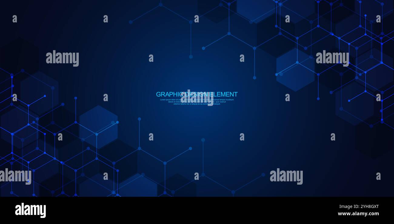 Abstract technology background and design element with hexagons pattern ...