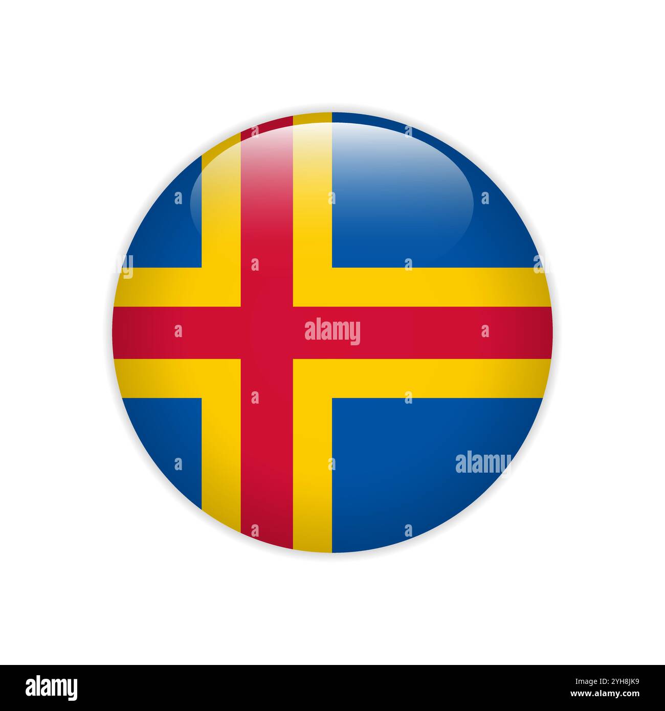 Flag Aland button Stock Vector