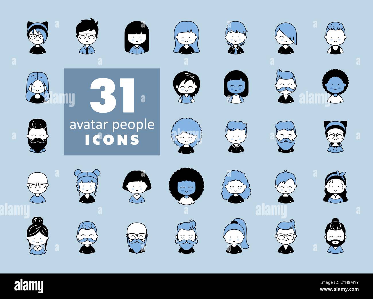 Set of avatar related vector icons. Includes such icons as person, user ...