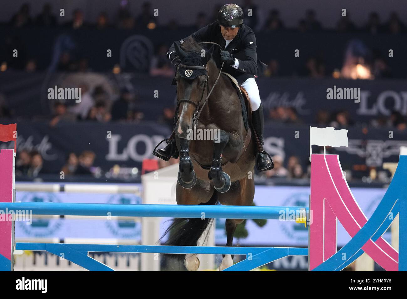 Piergiorgio Bucci riding Hantano in action during CSI5*- W Longines FEI Jumping World Cup 2024 Gran Prix presented by KASK, at Pala Fimauto on November 10, 2024, Verona, Italy. Stock Photo