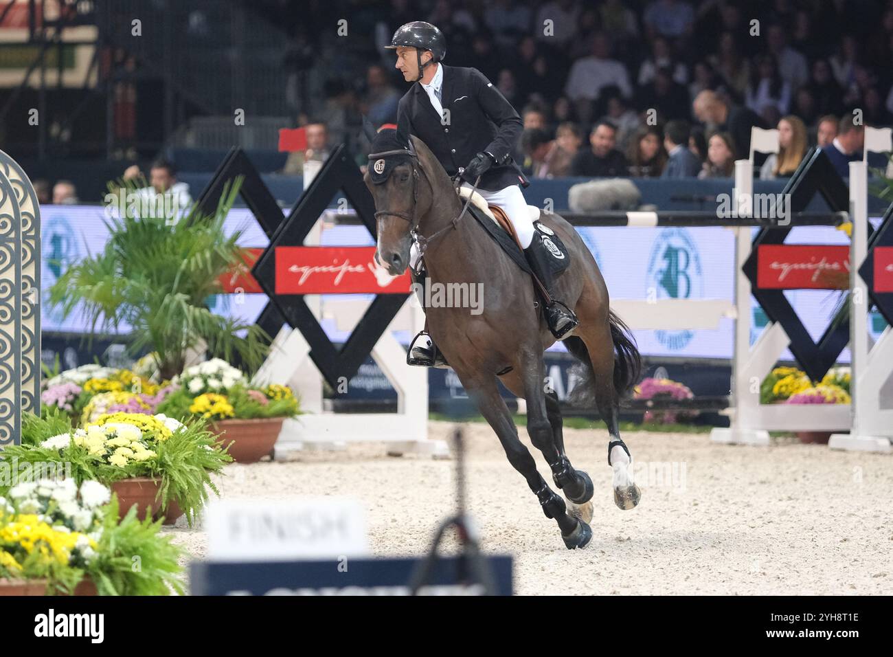 Piergiorgio Bucci riding Hantano in action during CSI5*- W Longines FEI Jumping World Cup 2024 Gran Prix presented by KASK, at Pala Fimauto on November 10, 2024, Verona, Italy. Stock Photo