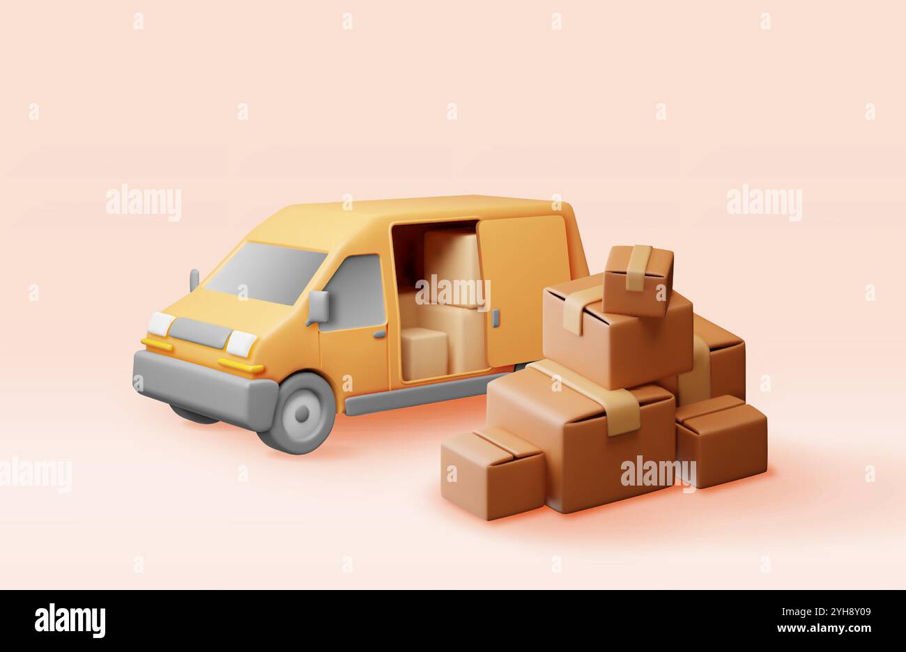 3D delivery van full of cardboard boxes Stock Vector Image & Art - Alamy