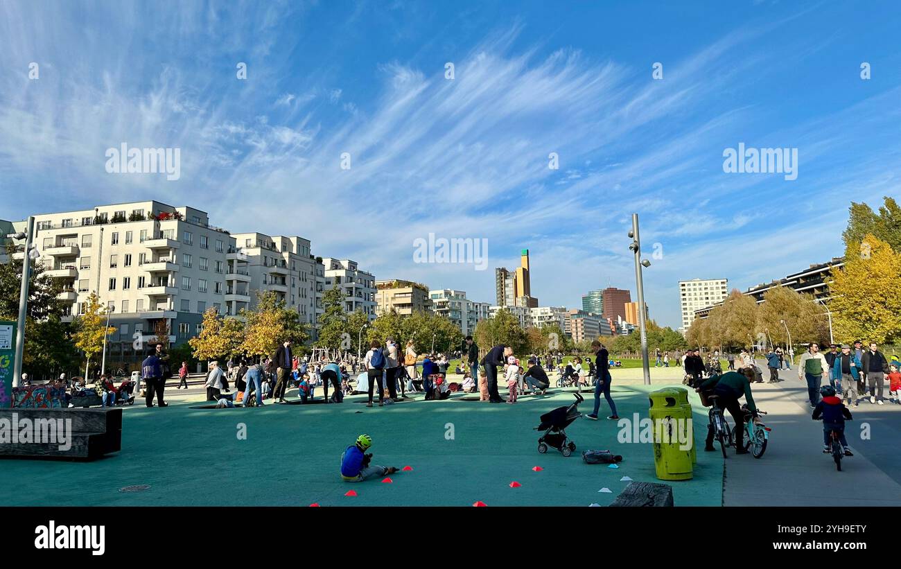 A busy afternoon in the Park am Gleisdreieck in Berlin, Germany - Smartphone Captured Stock Image