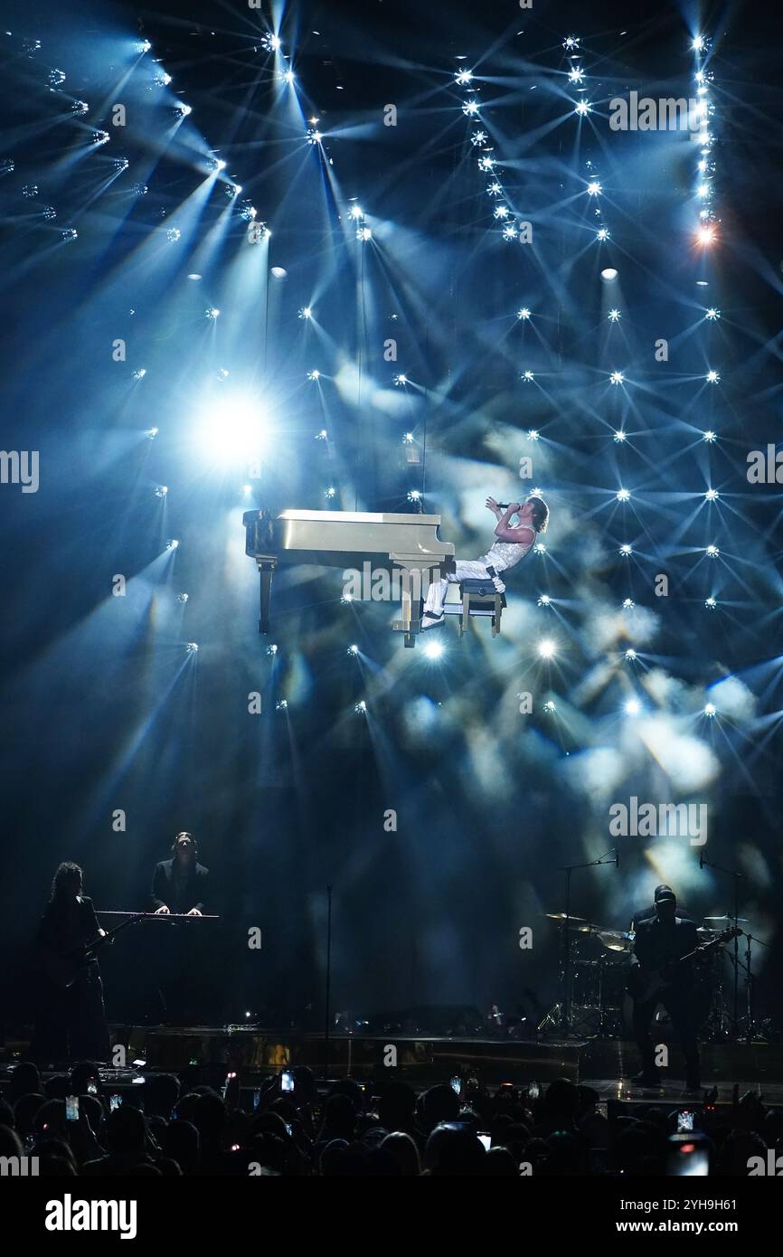 Benson Boone performs on stage at the MTV Europe Music Awards 2024 at