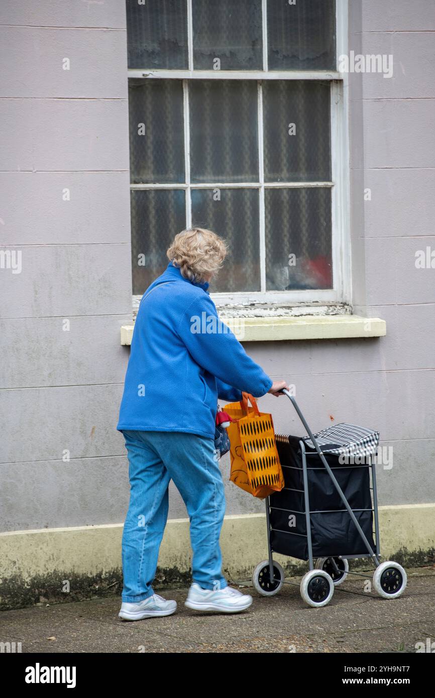 Old lady shopping trolley hi-res stock photography and images - Alamy