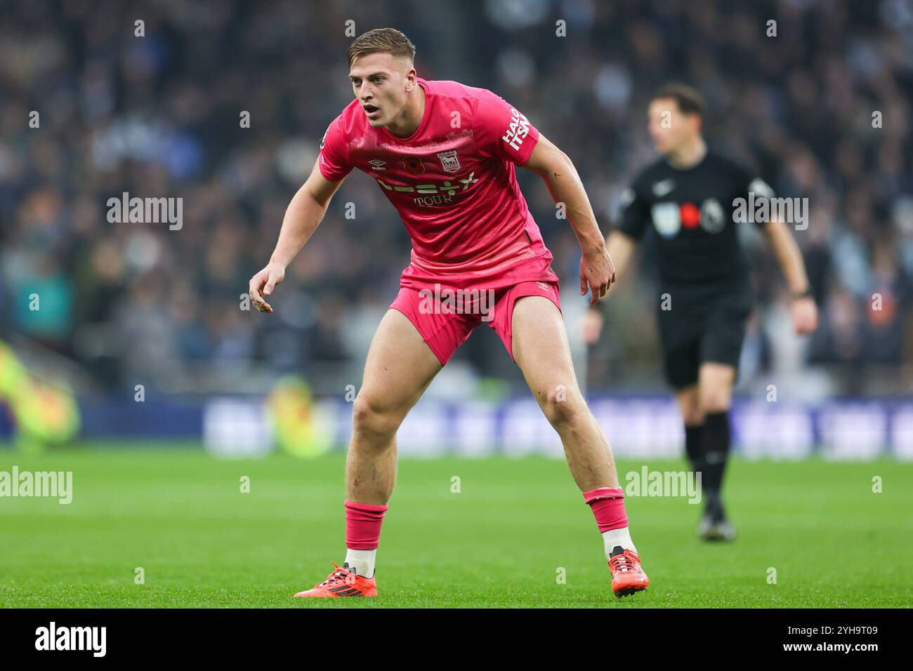 London, UK. 10th Nov, 2024. Ipswich Town forward Liam Delap during the Tottenham Hotspur FC v Ipswich Town FC English Premier League match at the Tottenham Hotspur Stadium, London, England, United Kingdom on 10 November 2024 Credit: Every Second Media/Alamy Live News Stock Photo