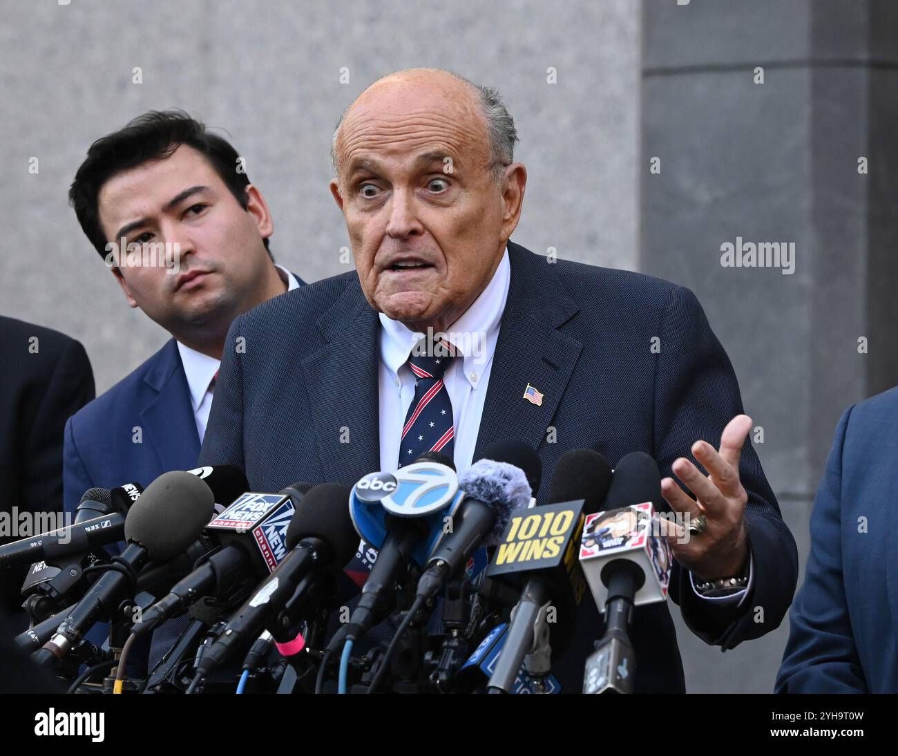 New York City, USA. 07th Nov, 2024. Former New York Mayor Rudy Giuliani ...