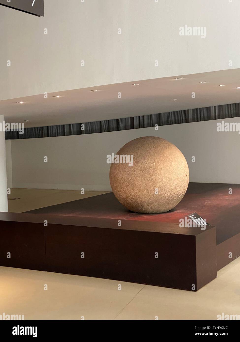 Stone Sphere of Costa Rica Musée du Quai Branly Museum, Quai Branly Museum - Precolumbian Chiefdom Settlements with Stone Spheres of the Diq - Smartphone Captured Stock Image