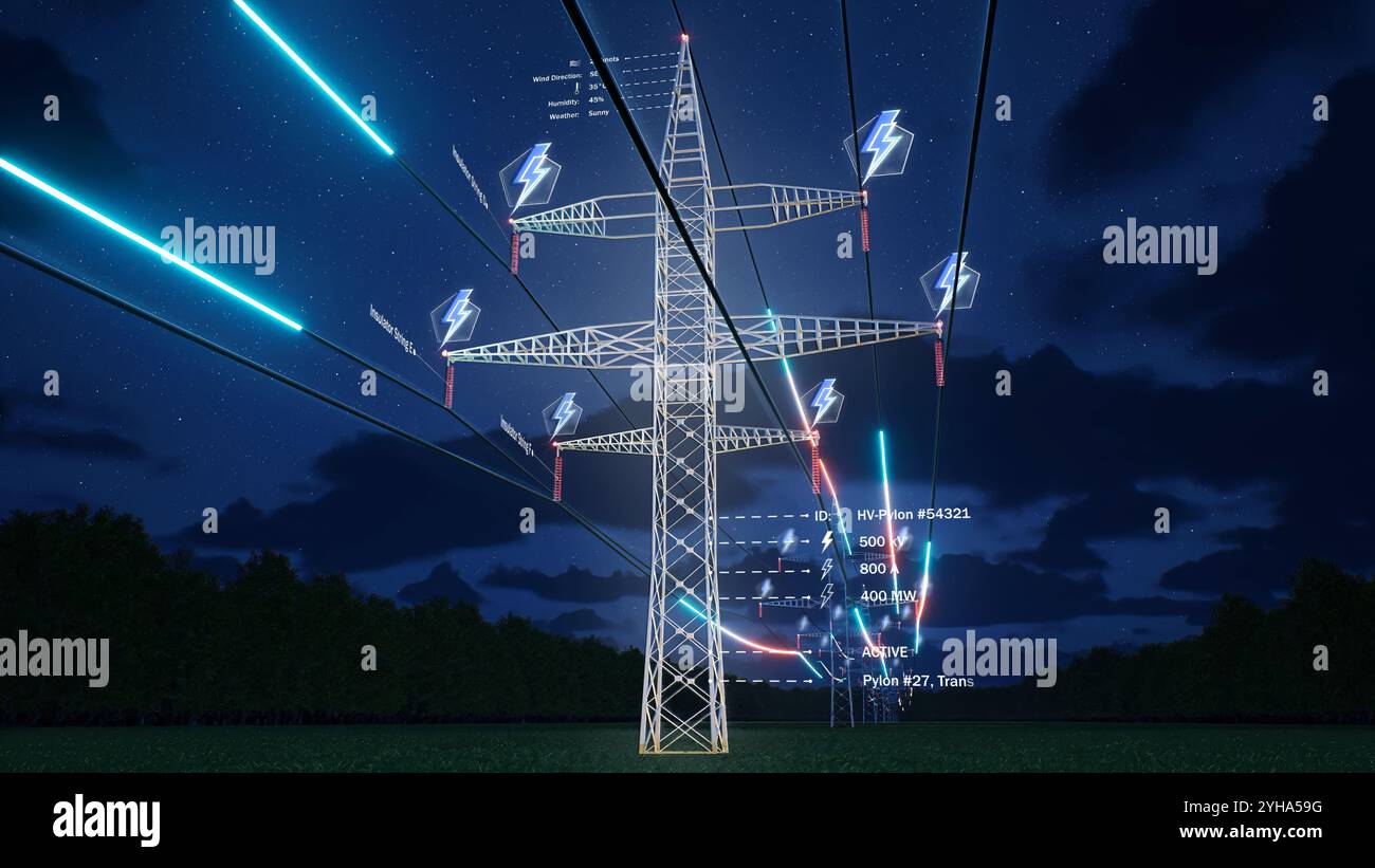 Timelapse visualization of energy travelling through industrial power ...