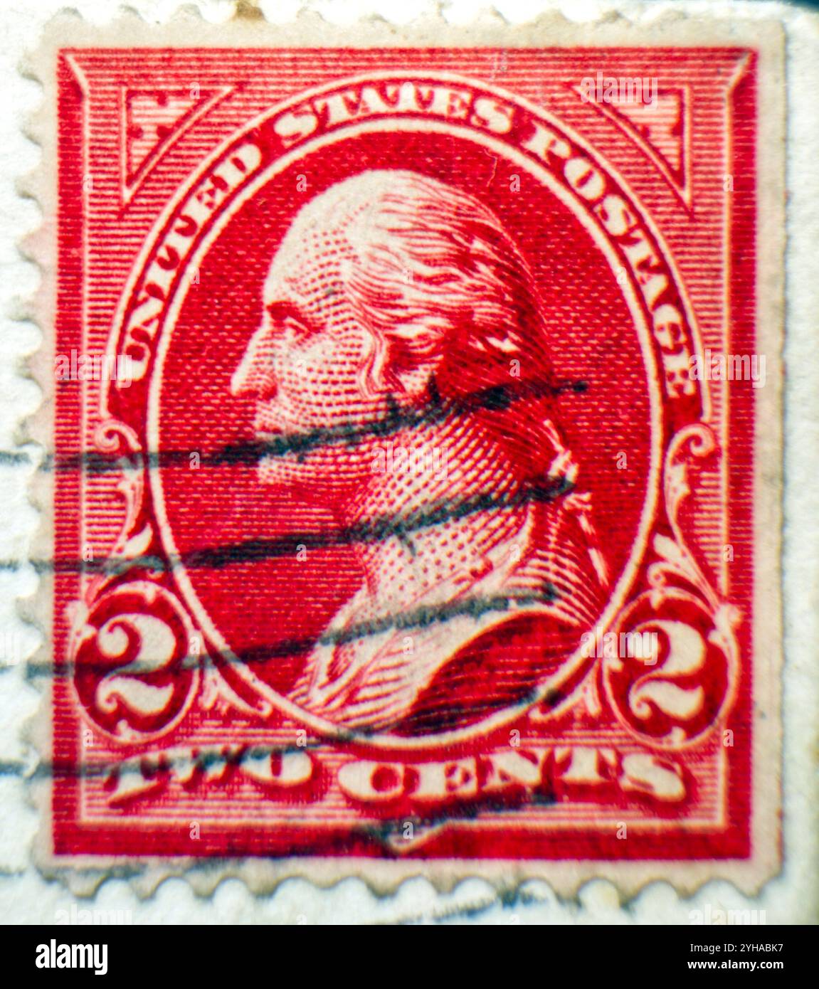 Two cent Washington red US Postage stamp from the early 20th