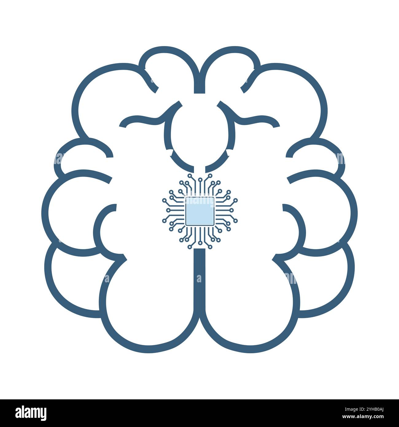 Robotic brain on top view icon, symbol with circuits system of ...