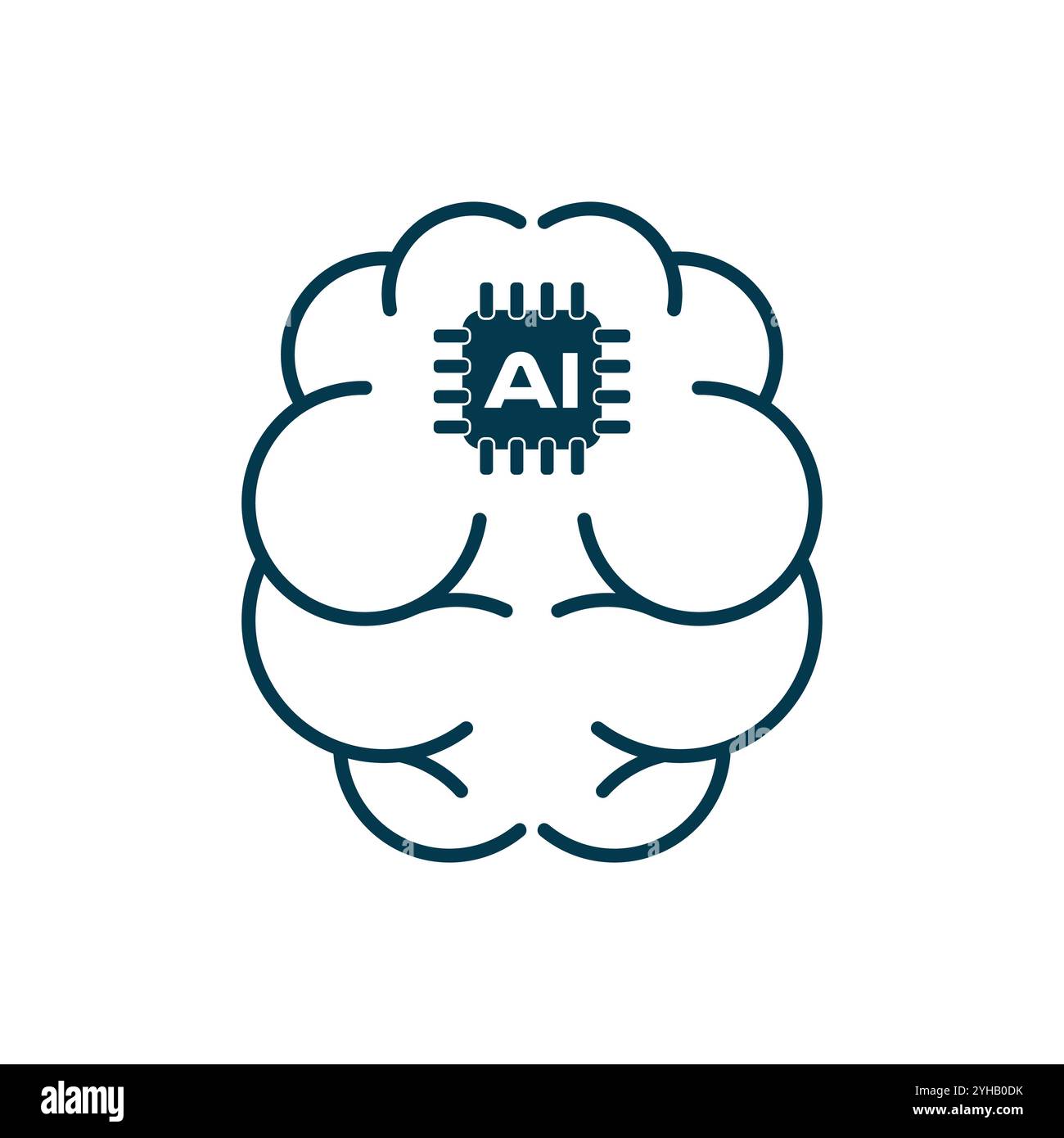 AI brain vector icon for graphic design, symbol, web site, vector illustration Stock Vector
