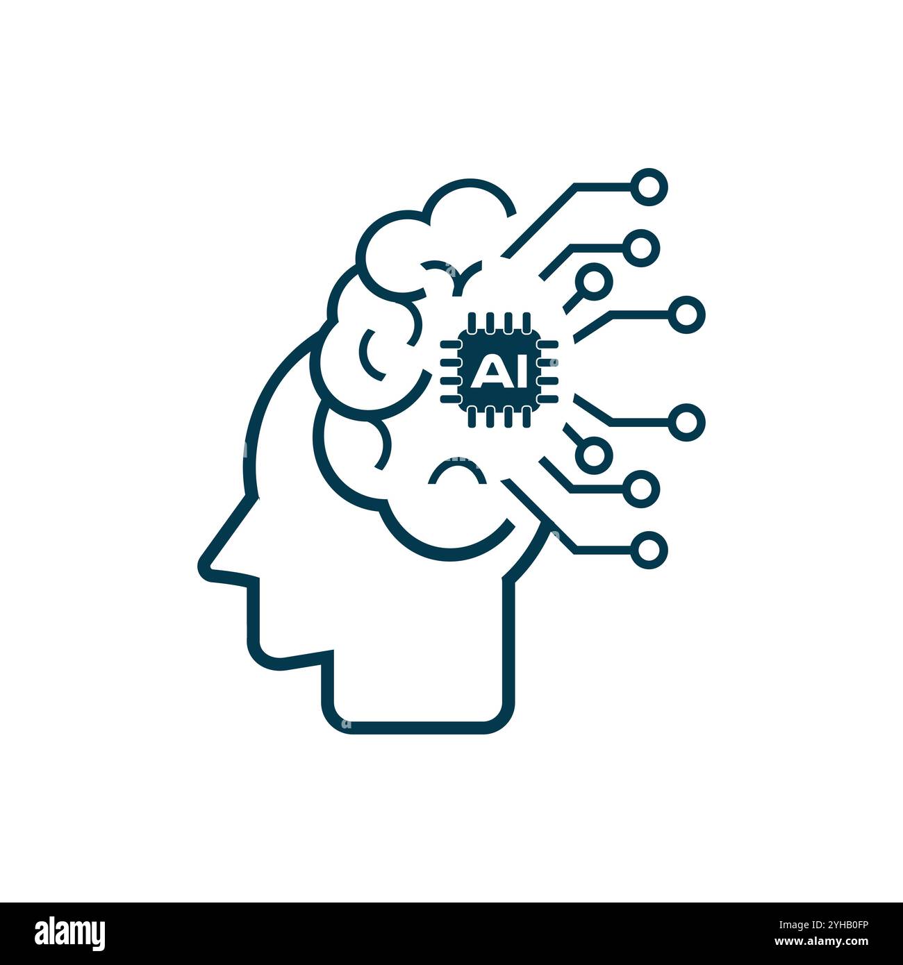 Artificial intelligence head icon vector, AI icon vector design, used in Ai Concepts, artificial intelligence icon Stock Vector