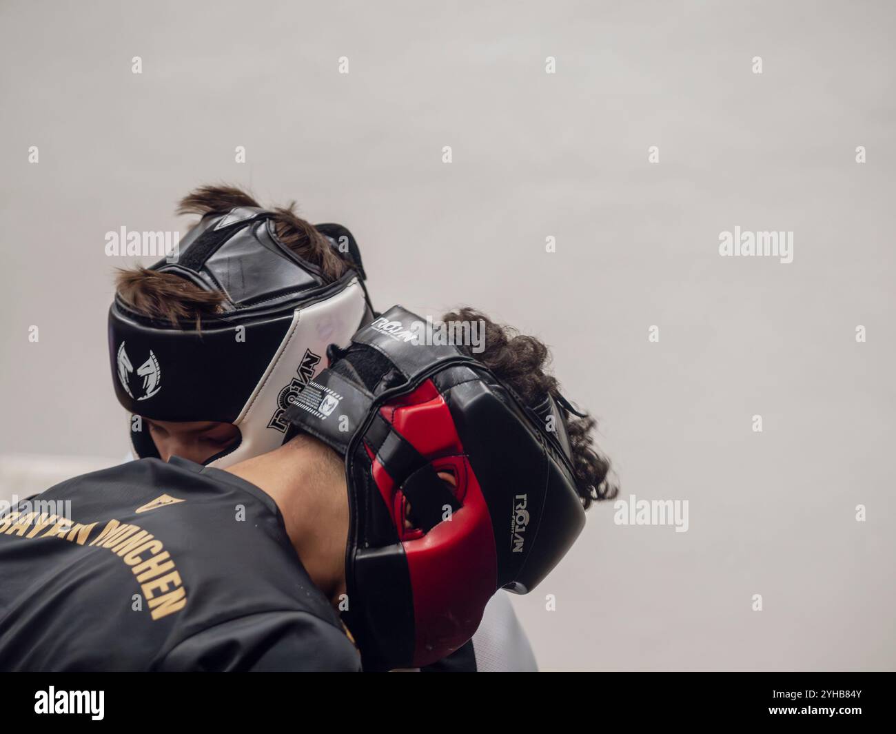 Cremona, Italy - October 29th 2024 Two men wearing boxing gloves and ...