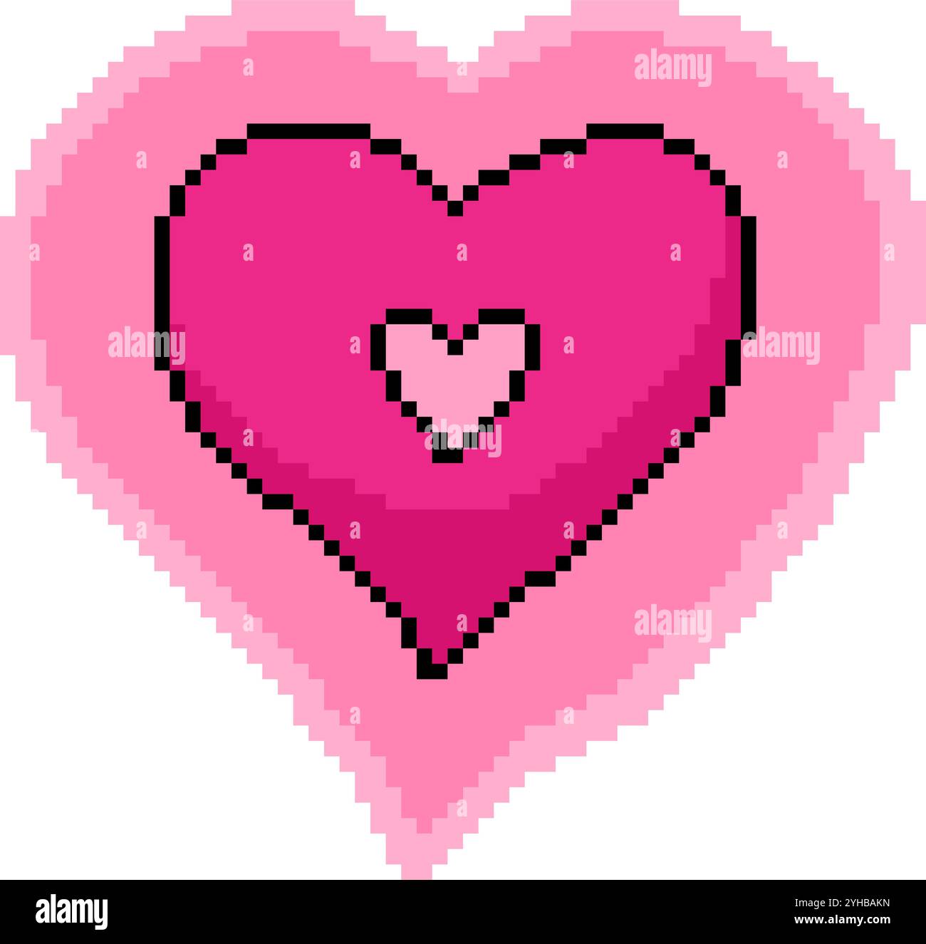 pixel art of pink heart symbol isolated background Stock Vector Image ...