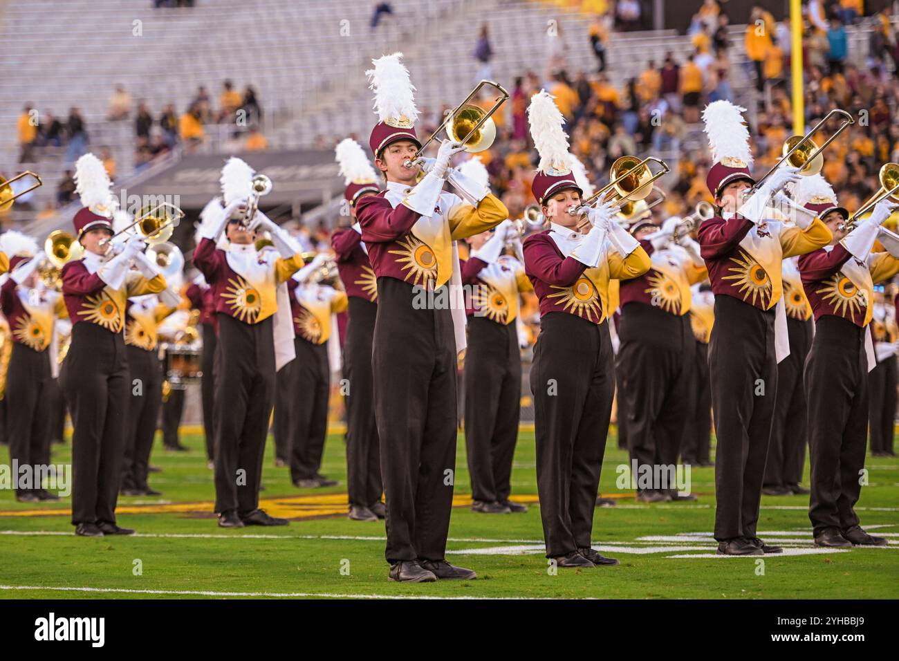 Arizona State Sun Devils band perform before an NCAA football game between the Arizona State Sun Devils and the Central Florida Knights in Tempe, Ariz Stock Photo