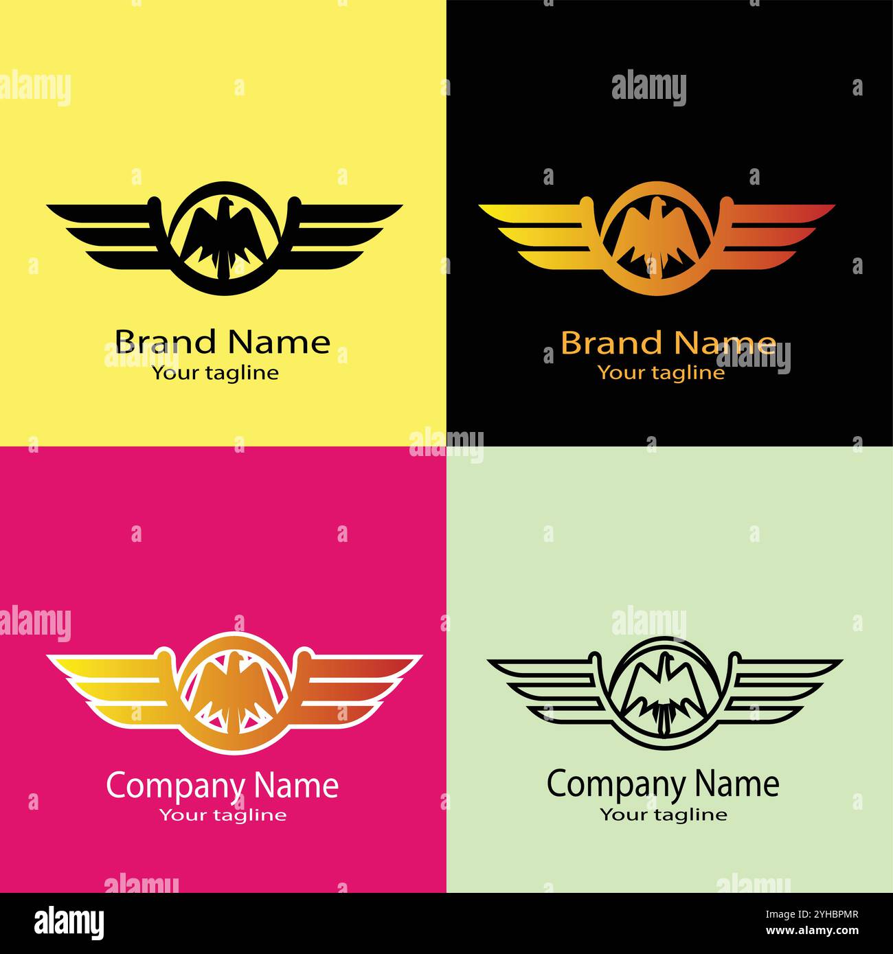 Four logo designs with different craftsmanship of the same shape Stock Vector